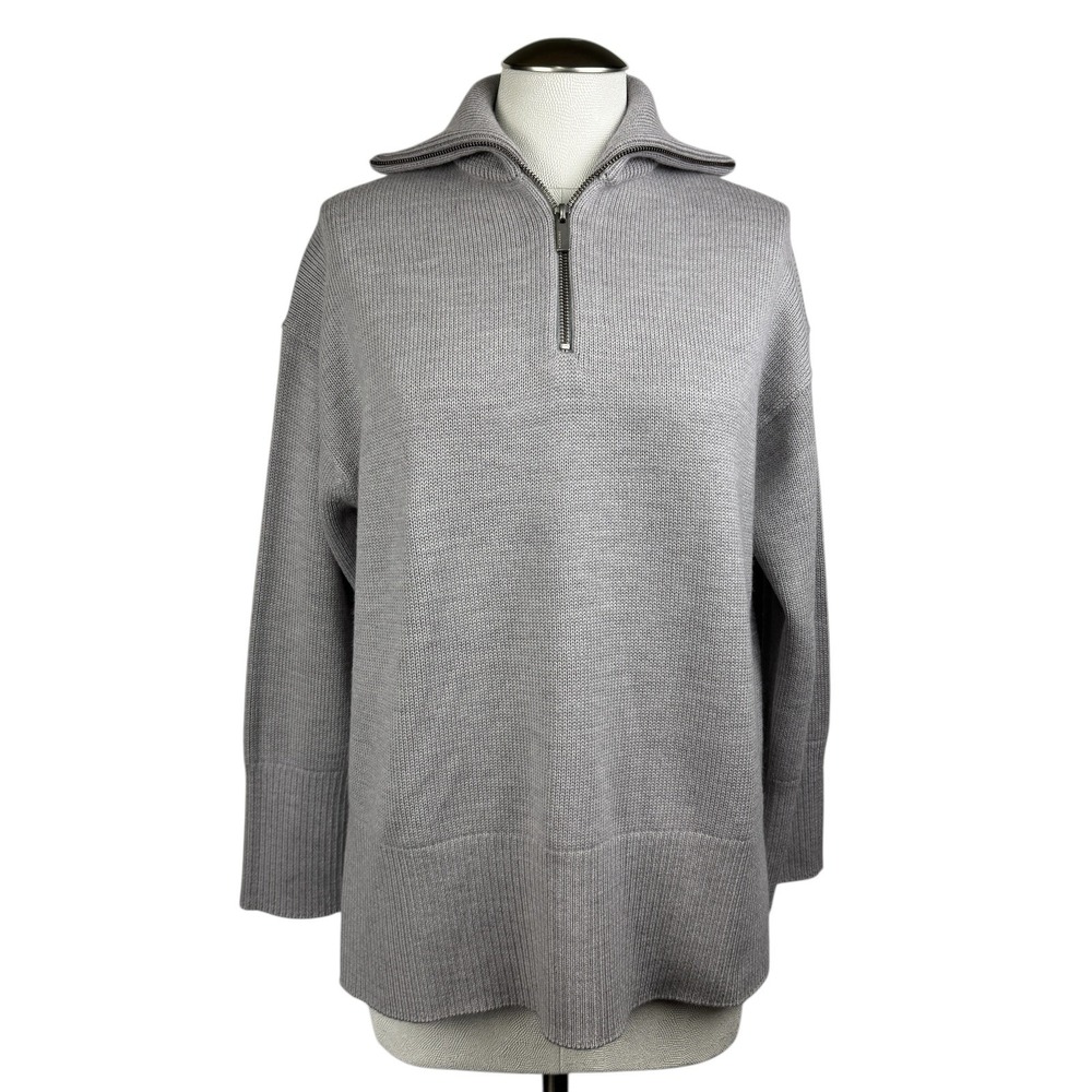 Babaton Womens Sweater Size 2XS Half‎ Zip Gray Tunic Pullover Mock Neck Knitwear